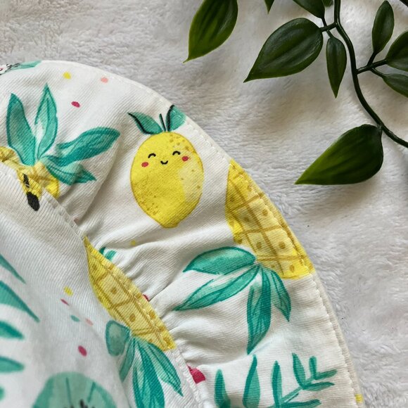 Baby Sun Hat 3-12M | Summer White Fruit Stripe Reversible GUC - Picture 4 of 11